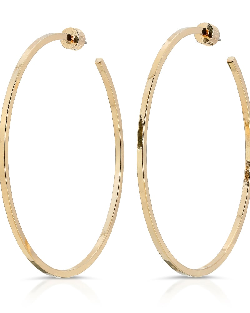 Front of a size one-size-fits-all 2.5" Ava Hoops Gold in Gold by Eklexic. | dia_product_style_image_id:283031